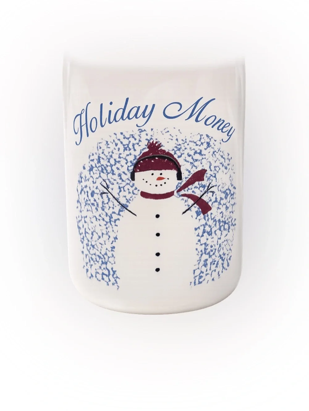 Vintage Crockpot  Ceramics Holiday Money Snowman Ceramic Bank with Cork Stopper